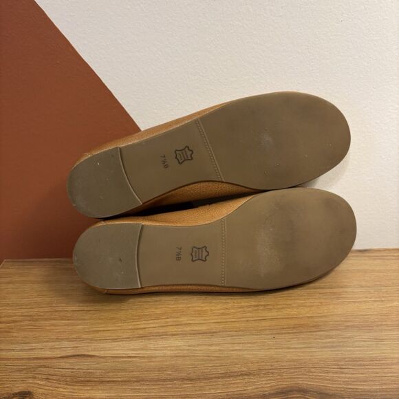 Talbots leather loafers Size 7 1/2 camel brown braided flats preppy old money - Picture 7 of 7